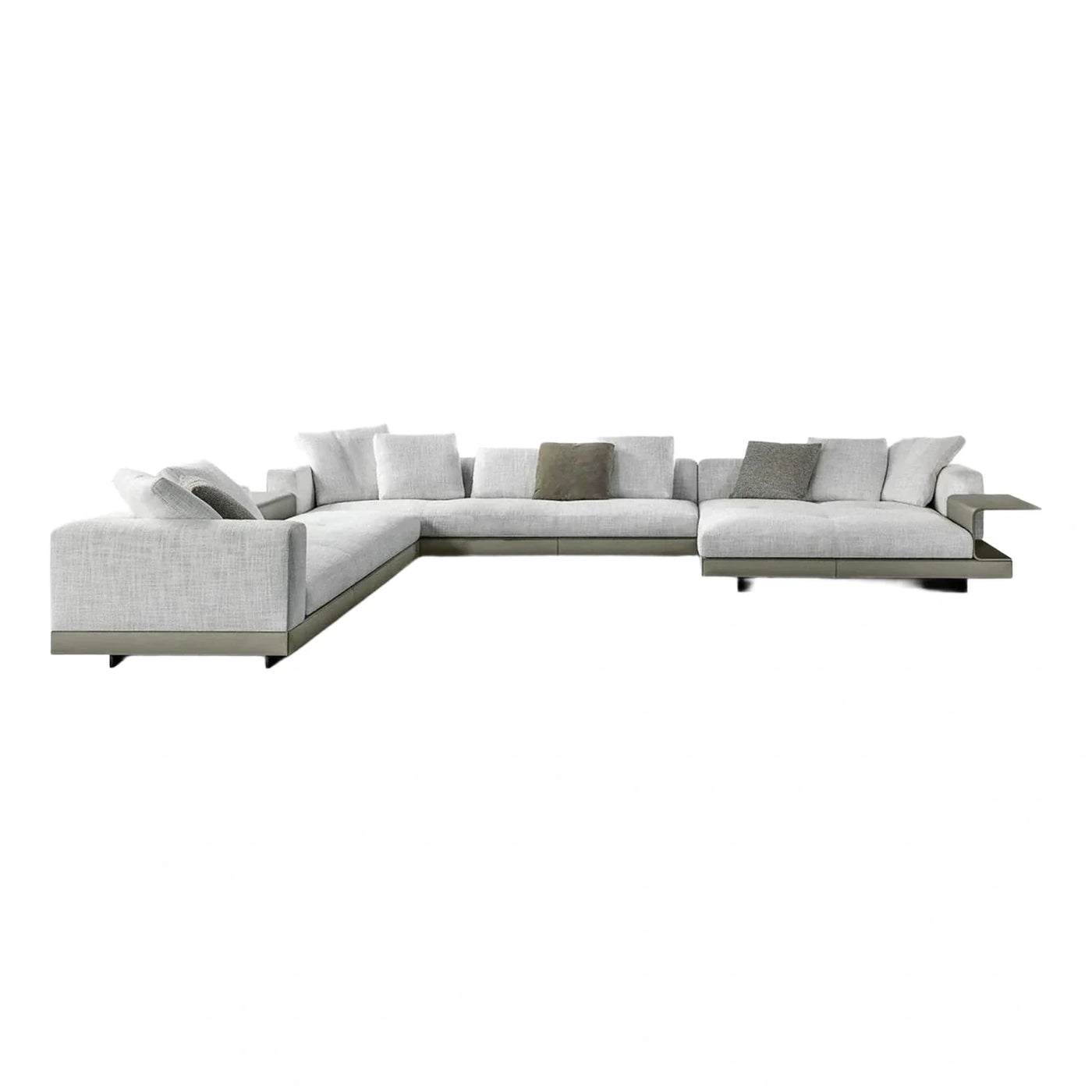 Modern Light Grey Fabric Sectional with Side Table