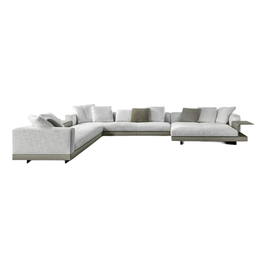 Modern Light Grey Fabric Sectional with Side Table