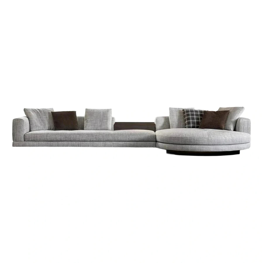 Modern Grey Textured Sectional Sofa with Console