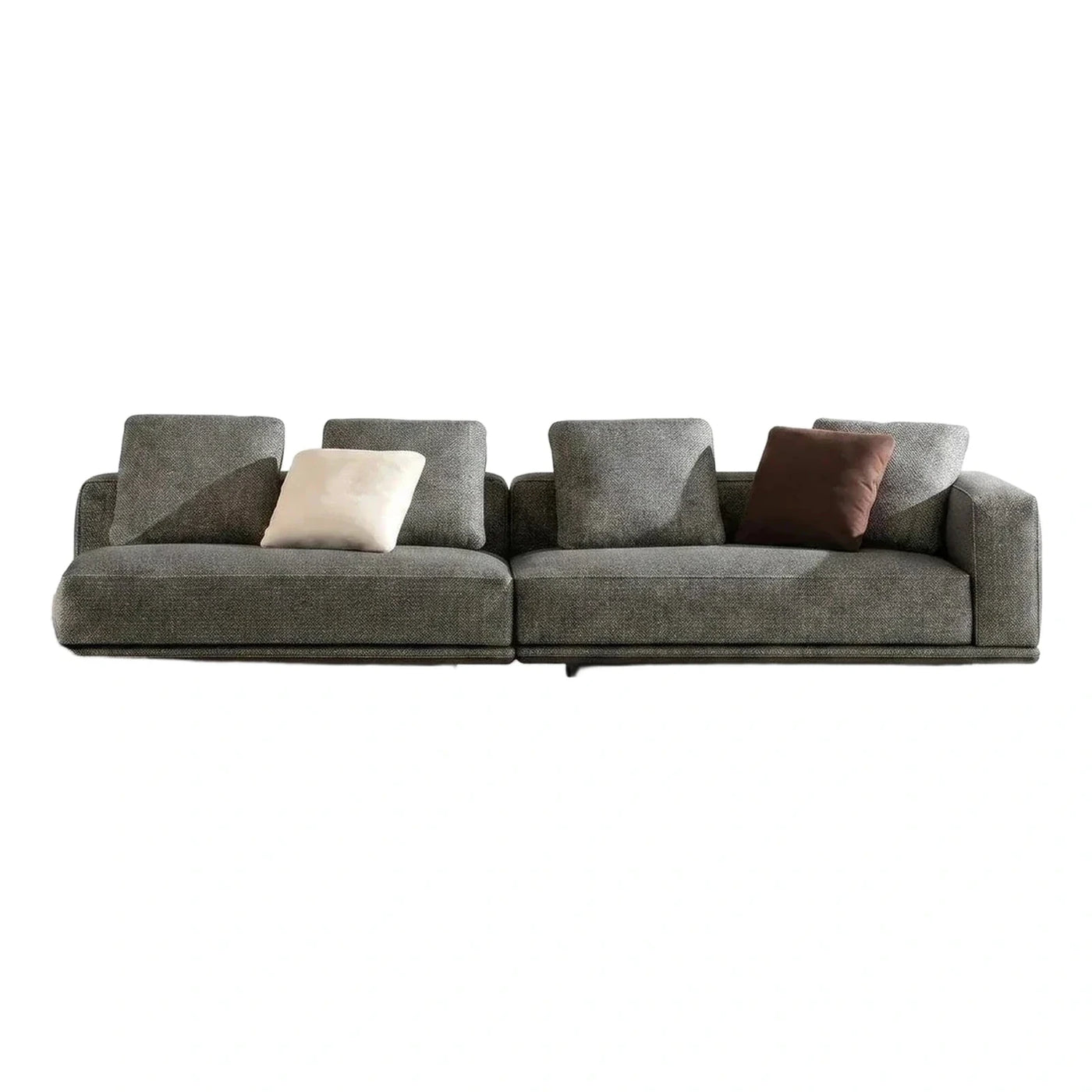 Modern Grey Textured Modular Sofa With Side Table