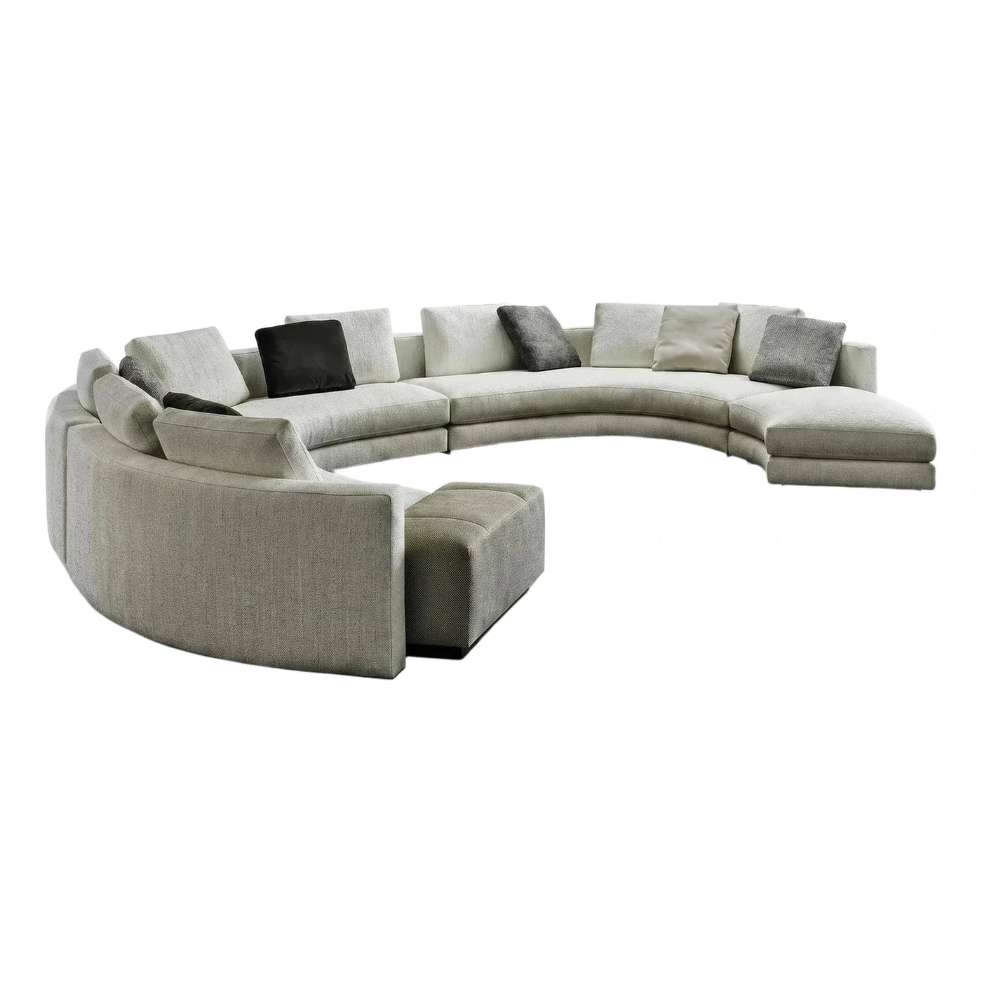 Modern Curved Crescent Sectional Sofa in Beige Fabric