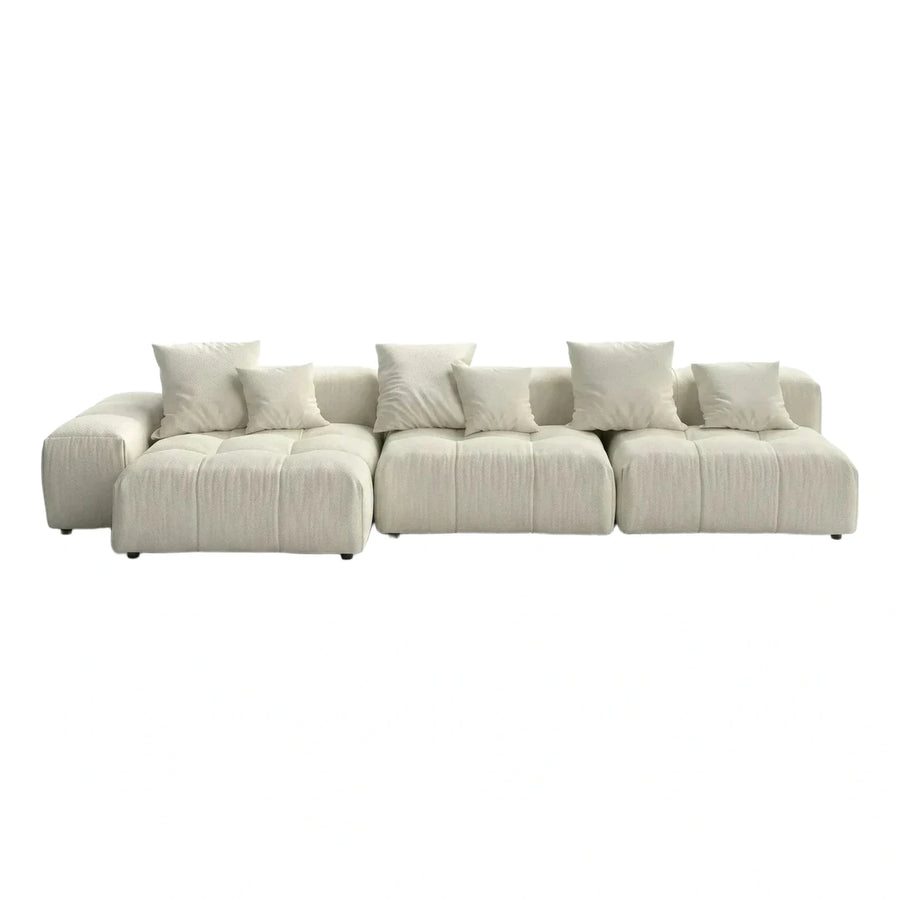 Modern Cream Modular Sectional Sofa with Textured Fabric