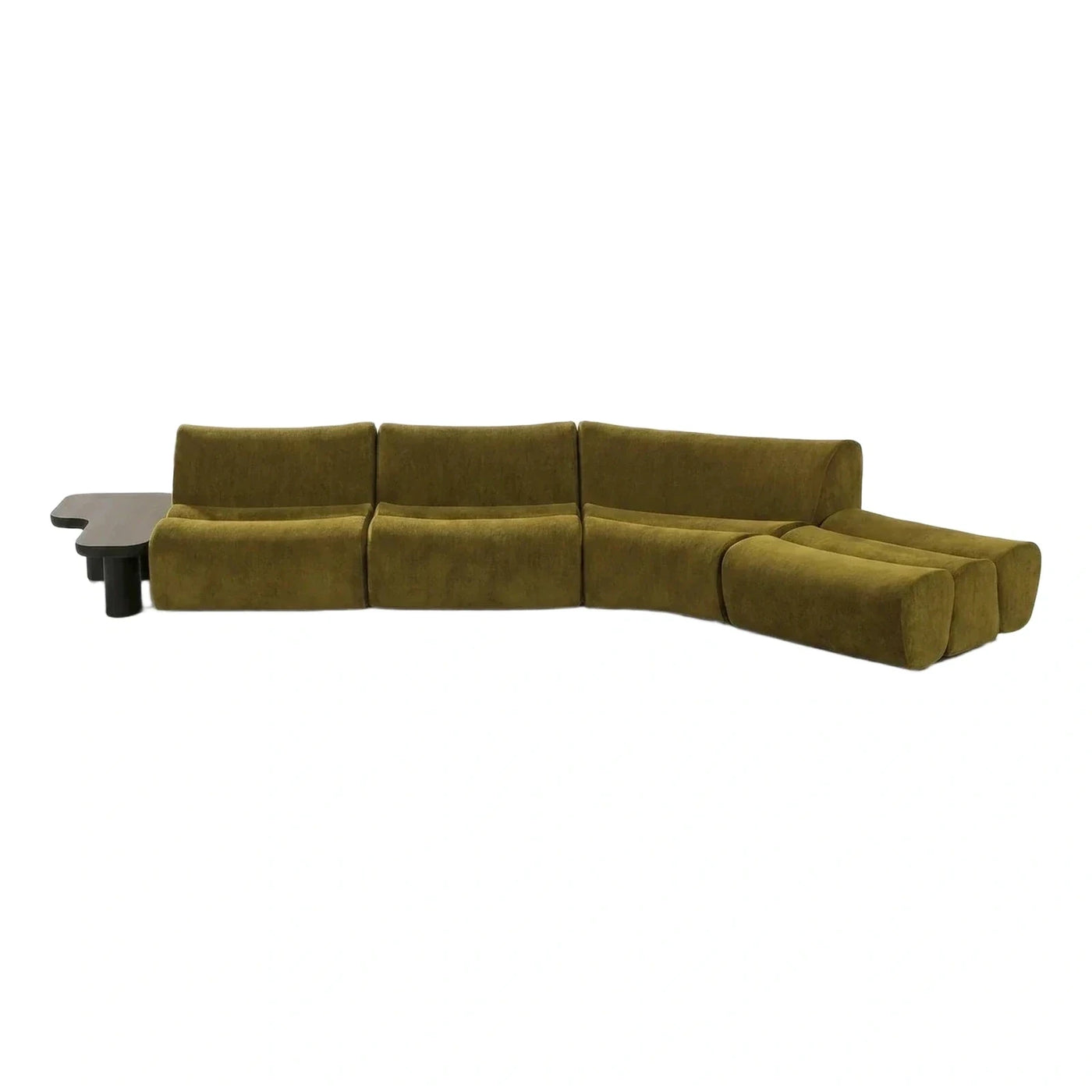Olive Green Modular Sectional Sofa With Side Table