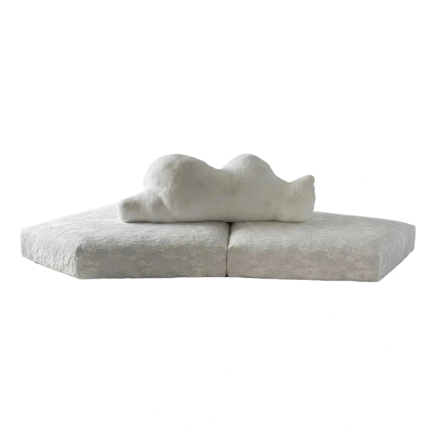White Textured Modular Sofa with Sculptural Backrest