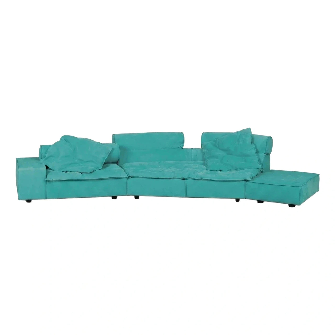 Teal Modular Sectional Sofa with Chaise and Pillows