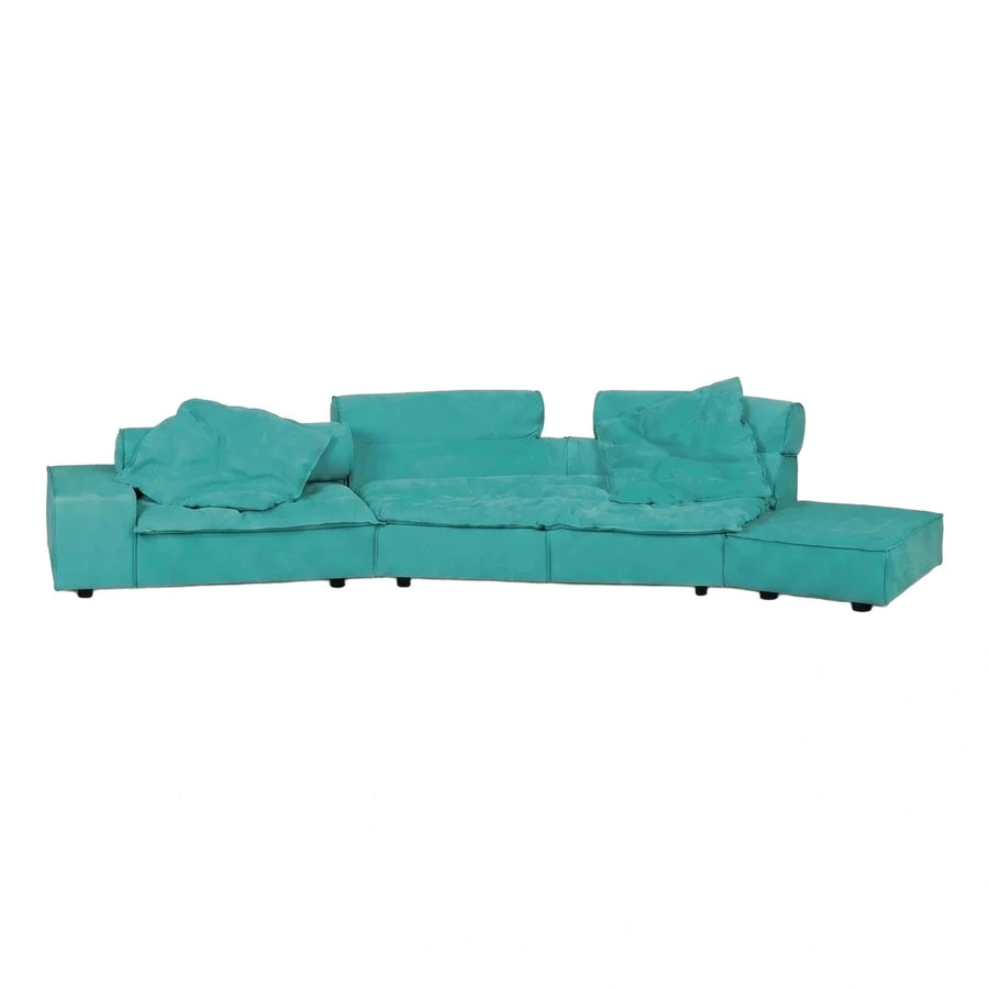 Teal Modular Sectional Sofa with Chaise and Pillows