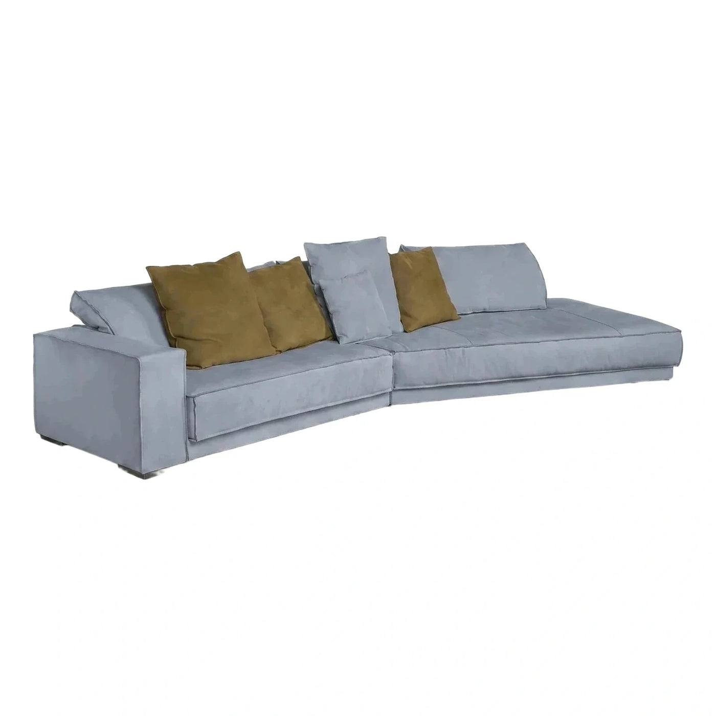 Modern Grey Velvet Sectional Sofa With Chaise