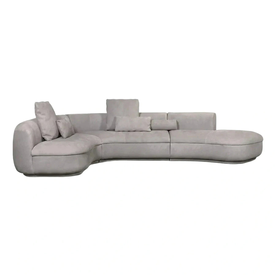 Modern Light Grey Curved Sectional Sofa