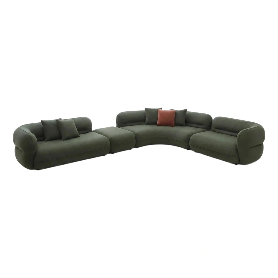 Olive Green Modular Curved Sectional Sofa Set