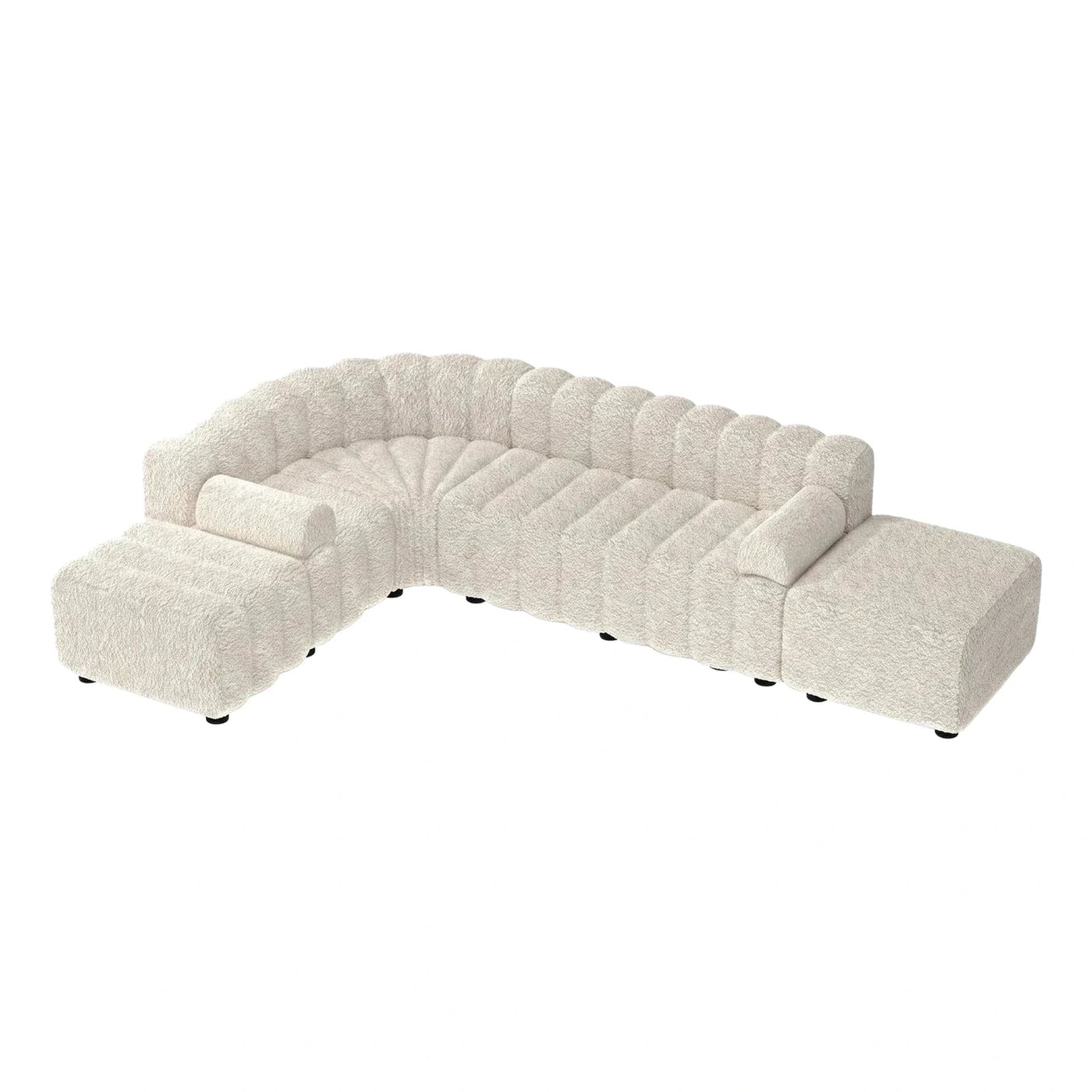 Cream Boucle Curved Sectional Sofa with Chaise