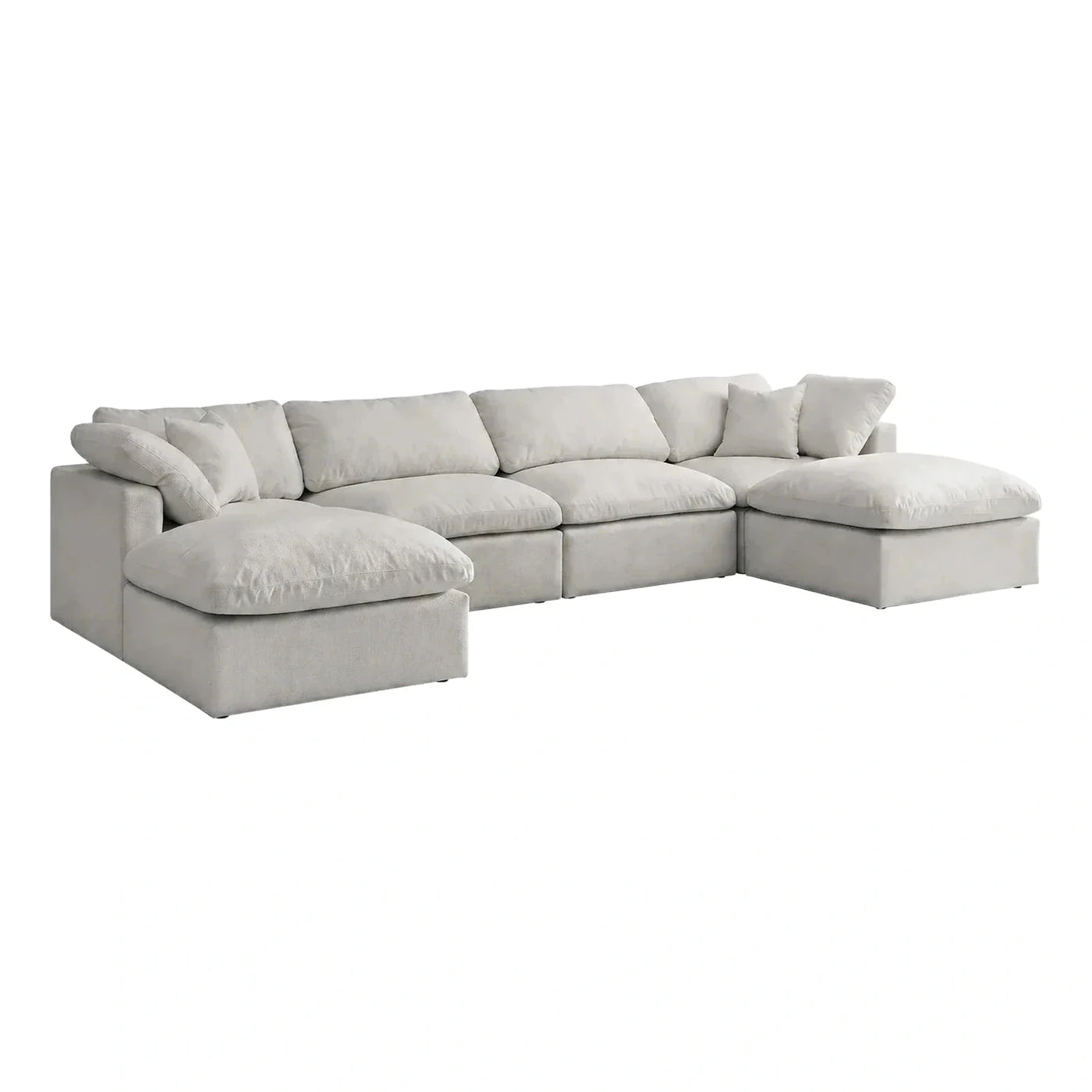 Modern Cream Fabric L-Shaped Sectional Sofa