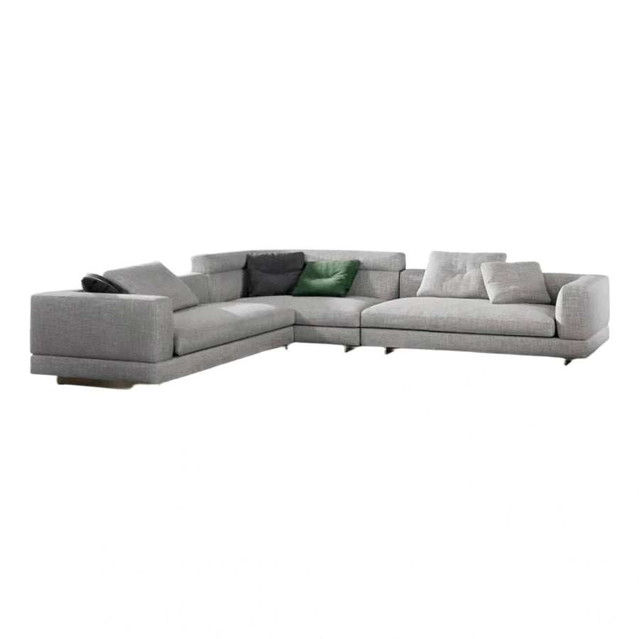 Modern Grey Fabric L-Shaped Sectional Sofa