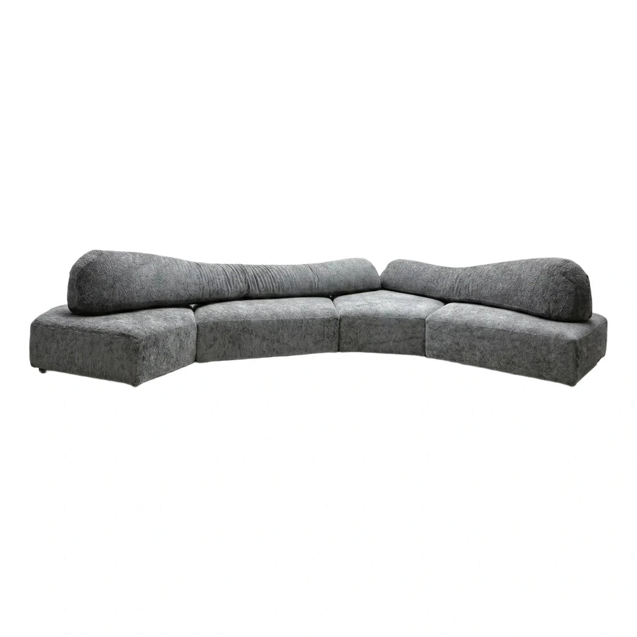 Modern Grey Curved Fabric Sectional Sofa