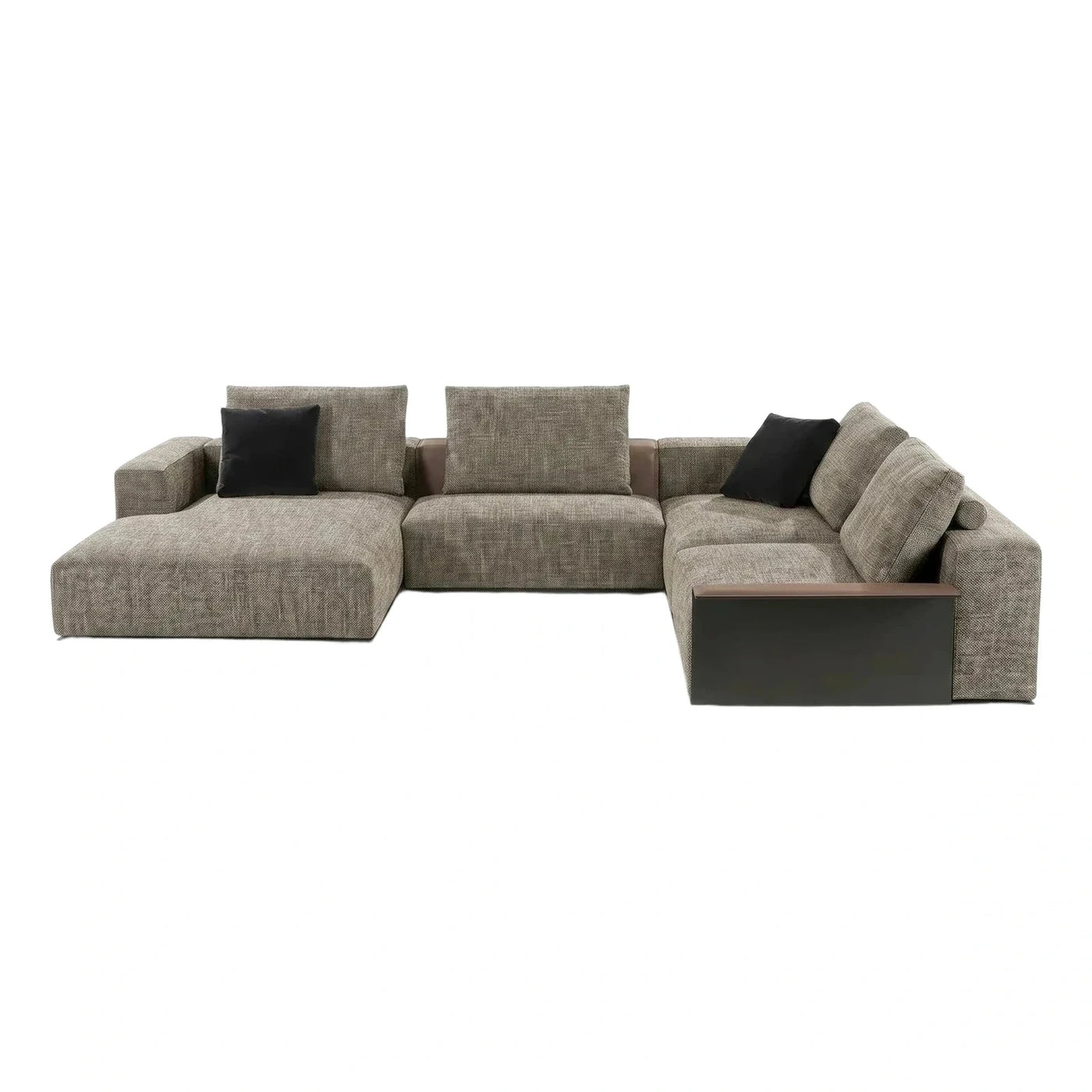 Modern Taupe Fabric Sectional Sofa with Side Table