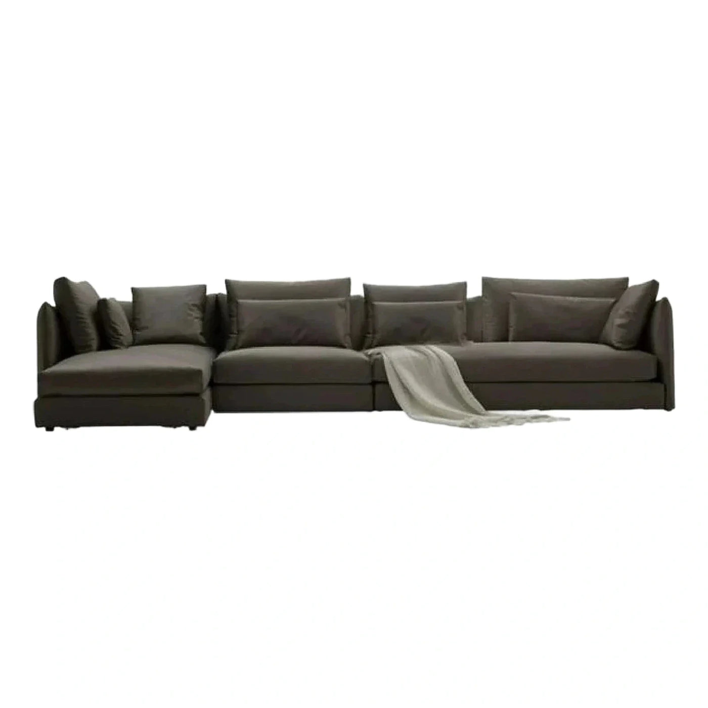 Modern Dark Grey Leather Sectional Sofa