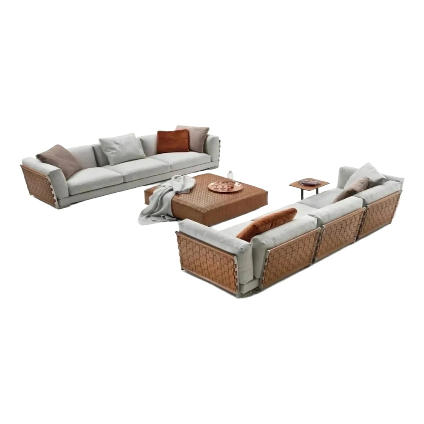 Modern Woven Base Modular Sectional Sofa
