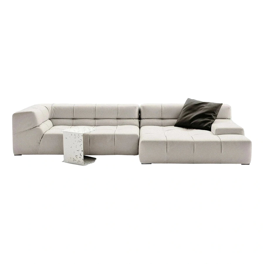 Modern Cream Sectional Sofa with Metal Table