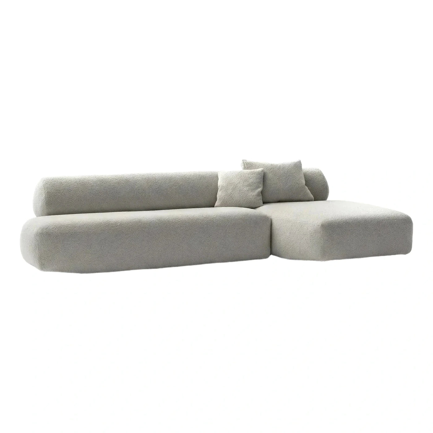 Modern L-Shaped Boucle Sectional Sofa Light Grey