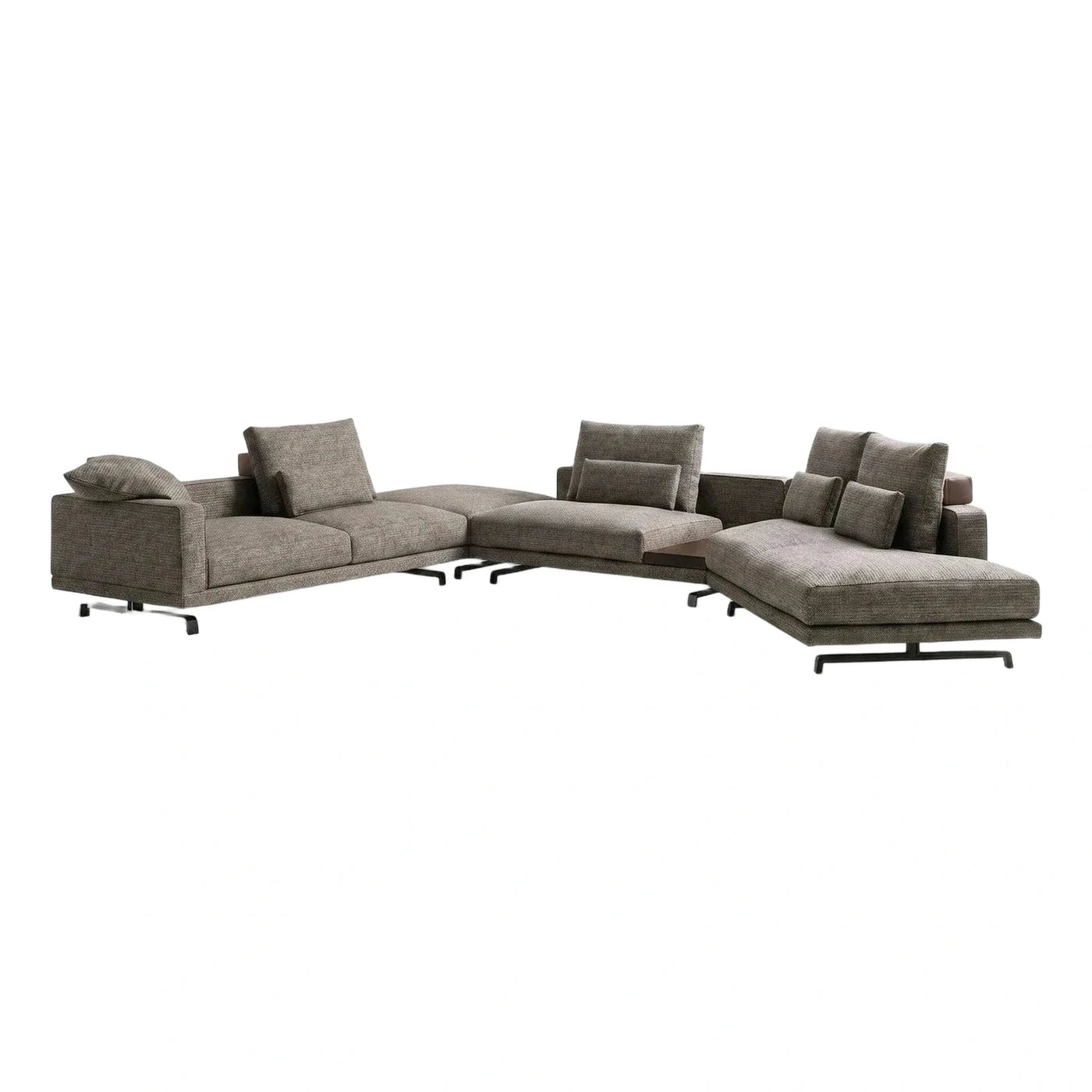 Modern Grey Modular Sectional Sofa with Metal Base