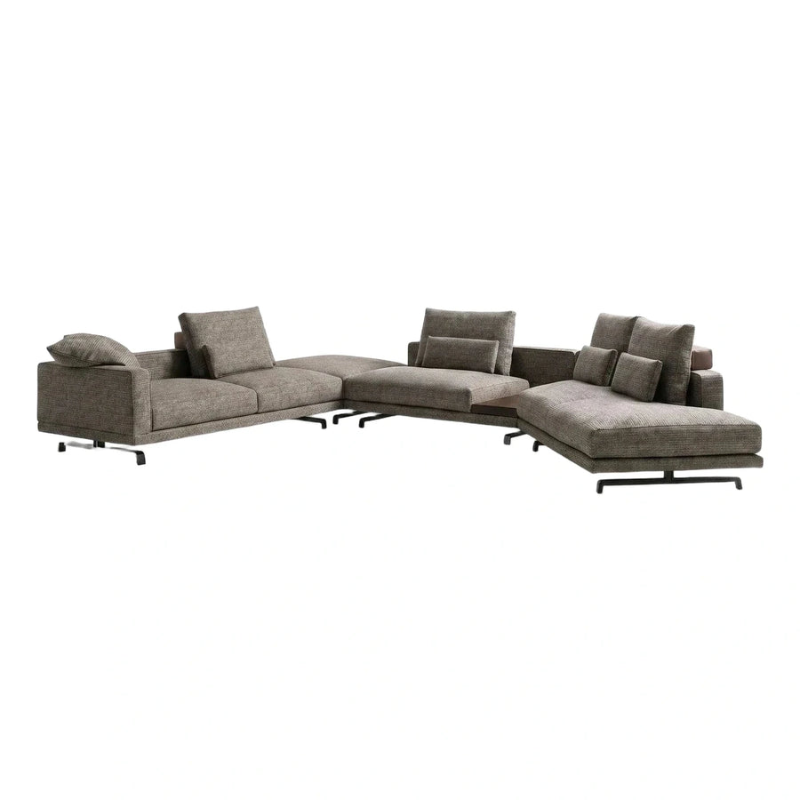 Modern Grey Modular Sectional Sofa with Metal Base