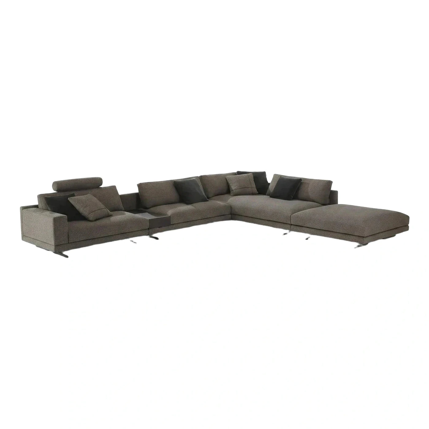 Modern Grey Fabric Sectional Sofa with Chaise