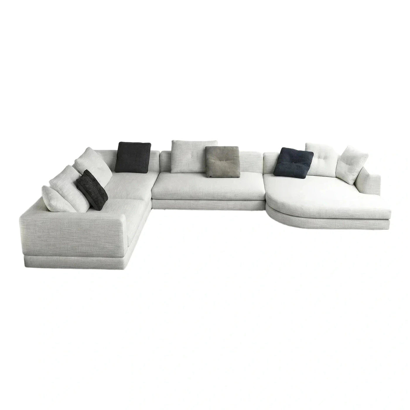 Modern Light Grey Modular Sectional Sofa with Curved Chaise