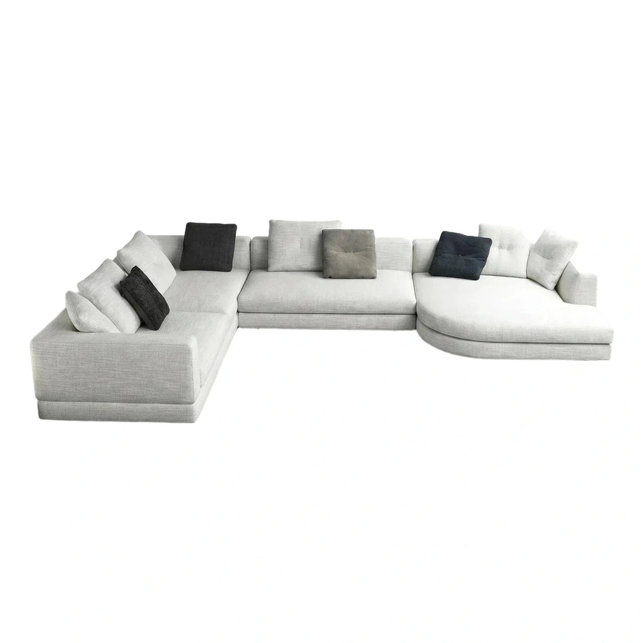 Modern Light Grey Modular Sectional Sofa with Curved Chaise