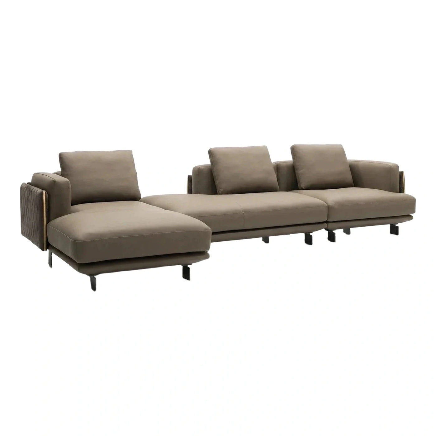 Modern Brown Leather Sectional Sofa With Chaise