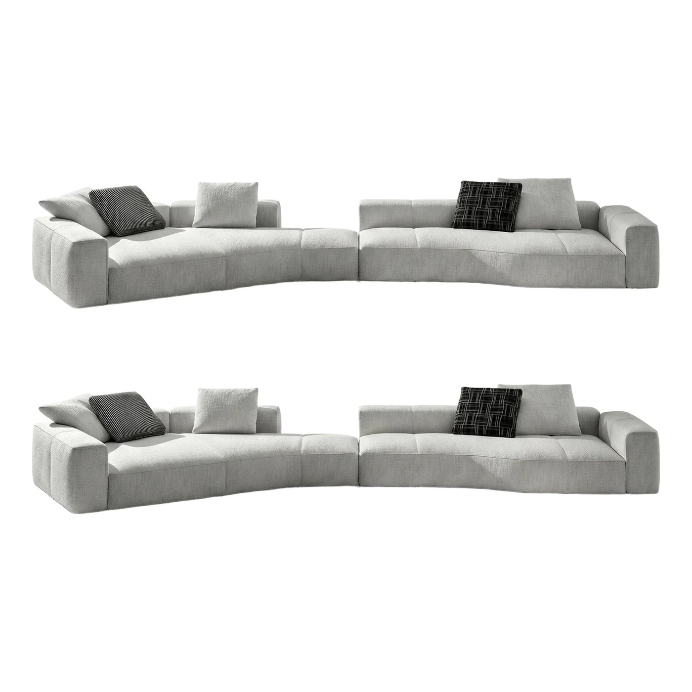 Modern Curved Modular Sectional Sofa Light Grey Fabric