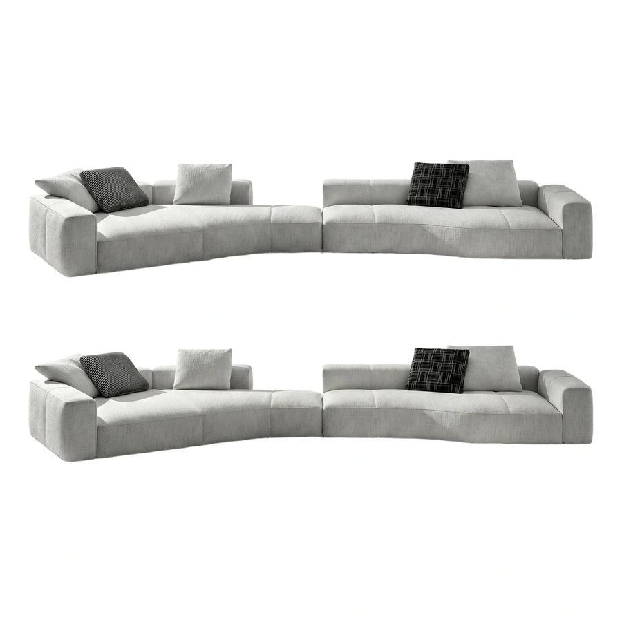 Modern Curved Modular Sectional Sofa Light Grey Fabric