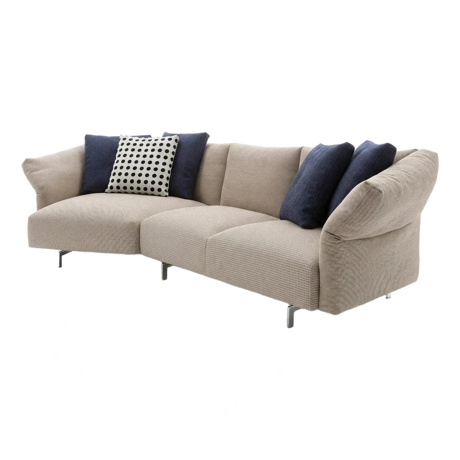 Modern Beige Textured Fabric L-Shaped Sectional Sofa