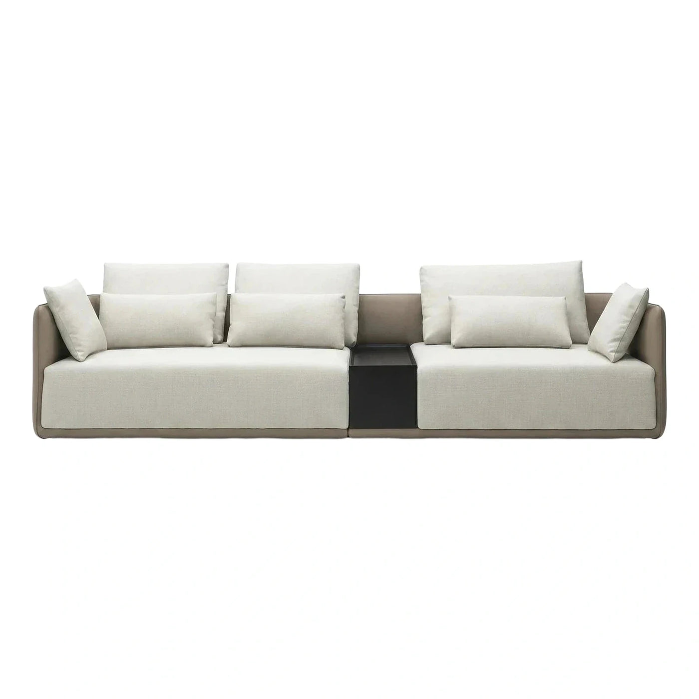 Modern Cream Fabric Sofa with Center Side Table