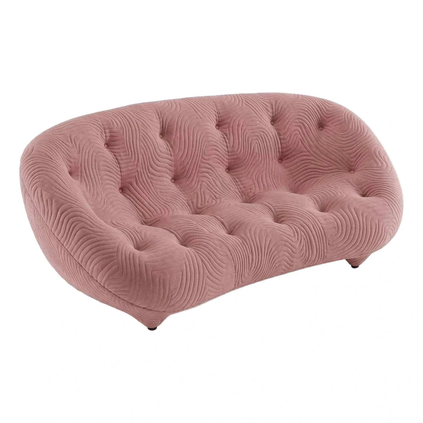 Dusty Pink Quilted Curved Modern Sofa