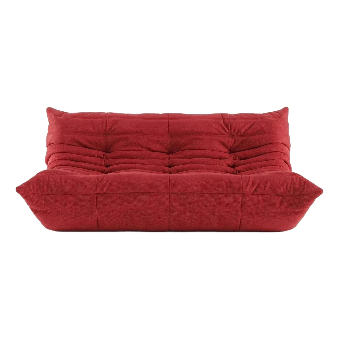 Deep Red Tufted Fabric Low Profile Floor Sofa