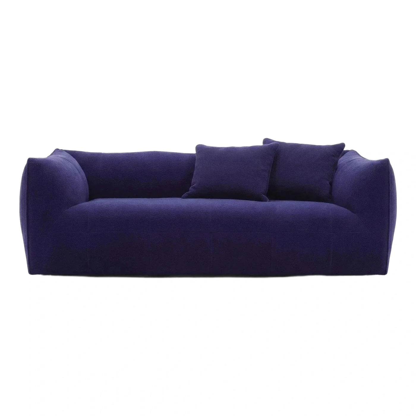 Deep Purple Modern Fabric Sofa with Ribbed Pillows