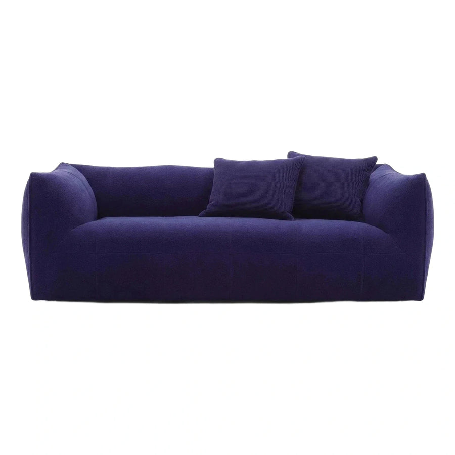 Deep Purple Modern Fabric Sofa with Ribbed Pillows