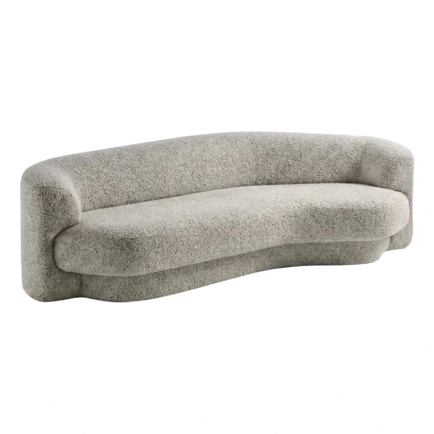 Curved Light Grey Boucle Sofa Modern Design