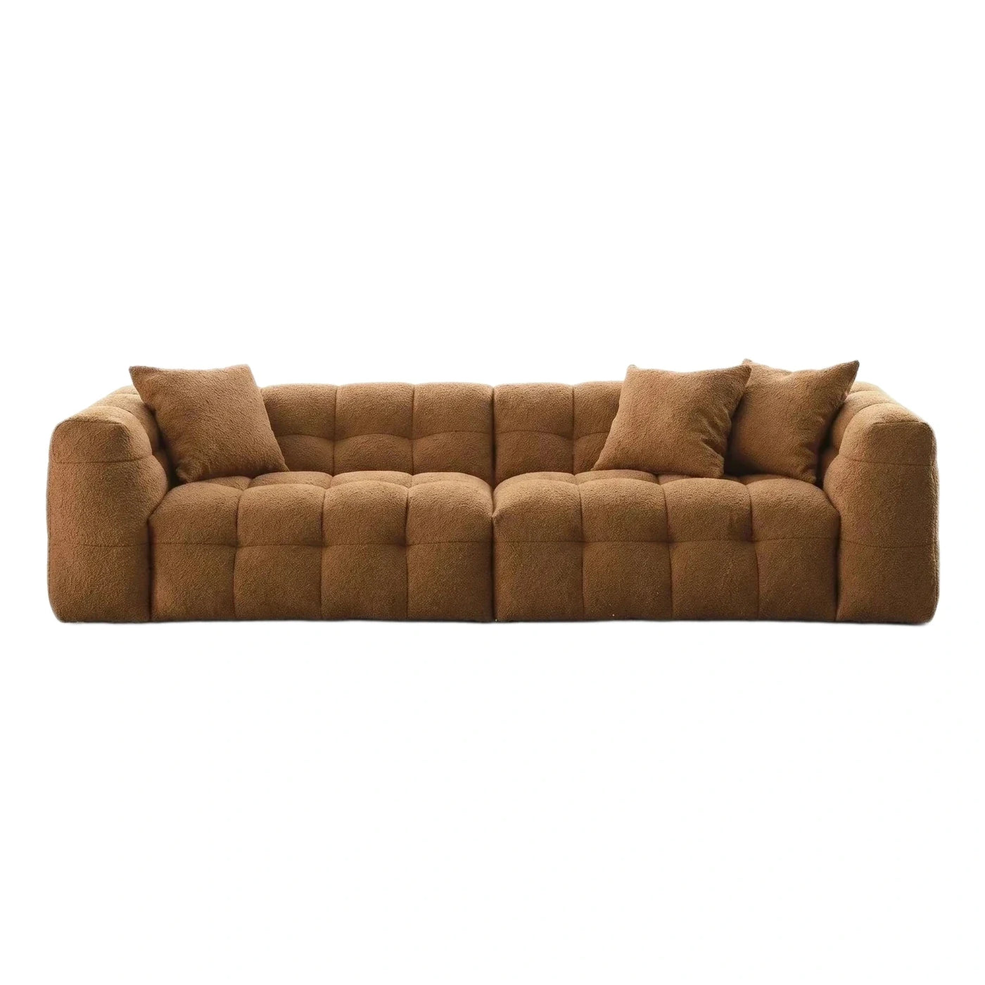 Modern Brown Boucle Tufted Modular Sofa