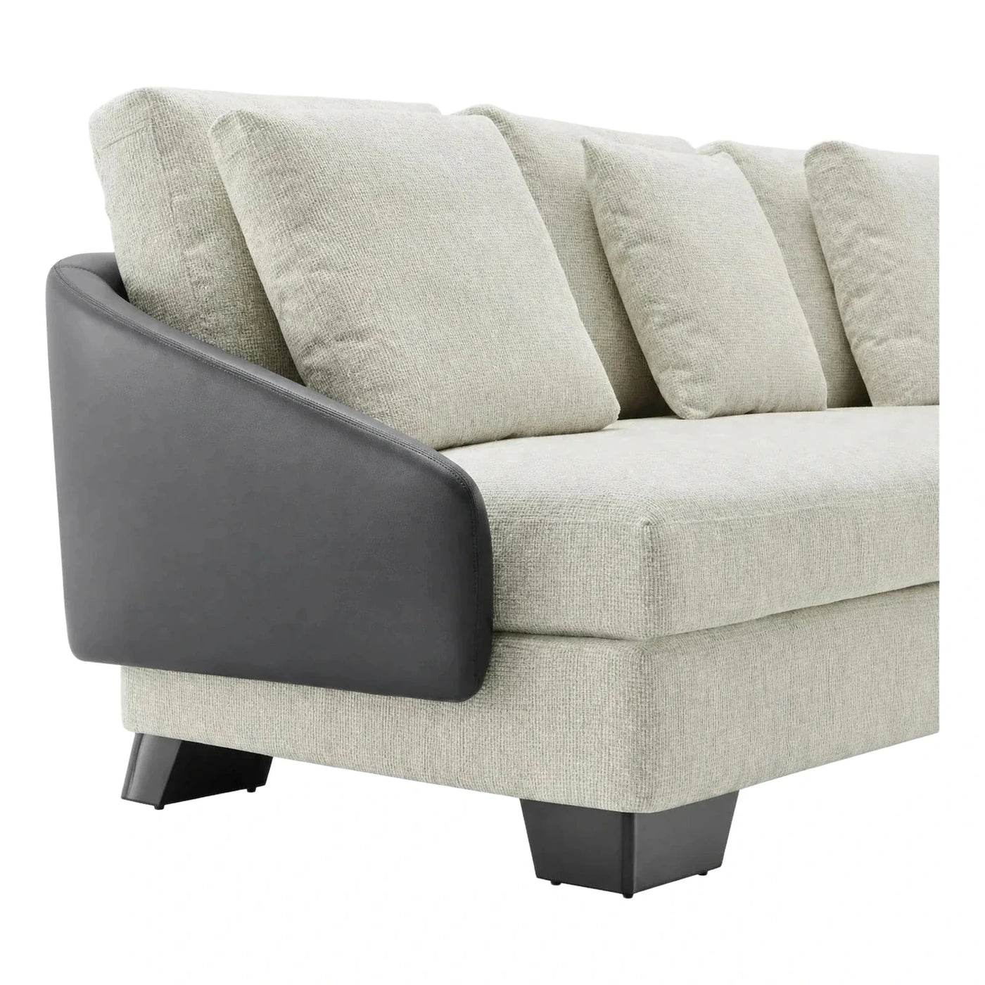 Modern Beige Modular Sofa with Leather Arm