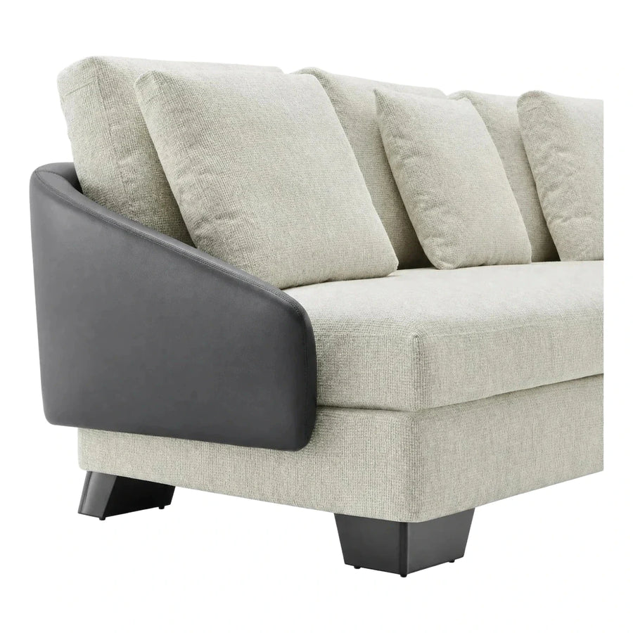 Modern Beige Modular Sofa with Leather Arm