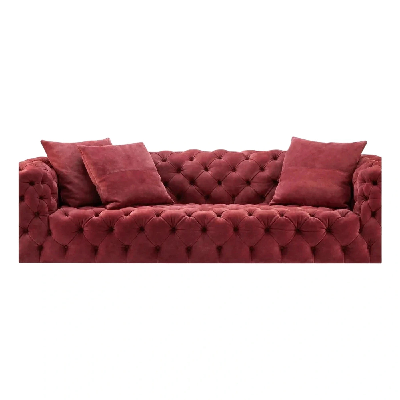 Tufted Velvet Sofa with Matching Pillows