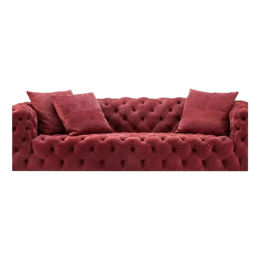 Tufted Velvet Sofa with Matching Pillows