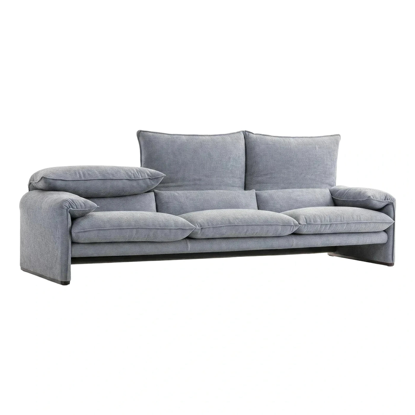 Modern Grey Fabric Three-Seater Sofa with Plush Cushions