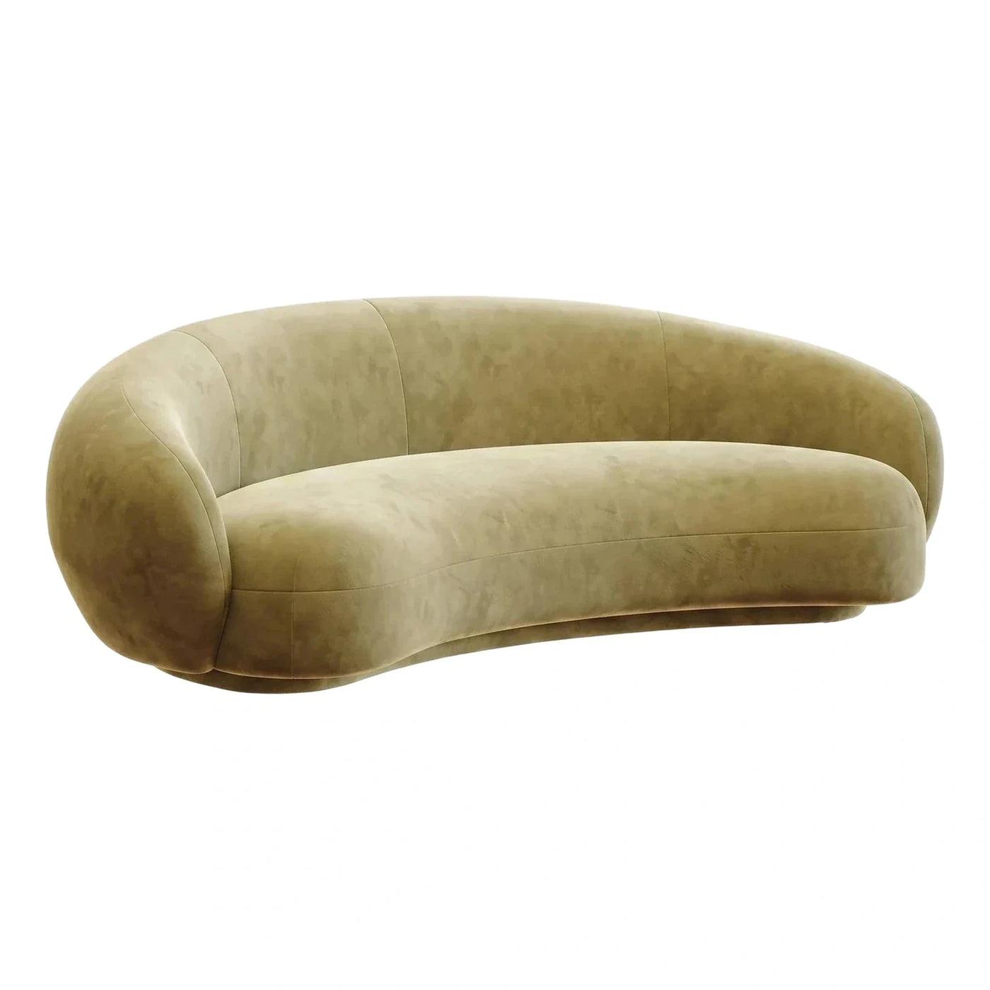 Modern Curved Olive Green Velvet Sofa