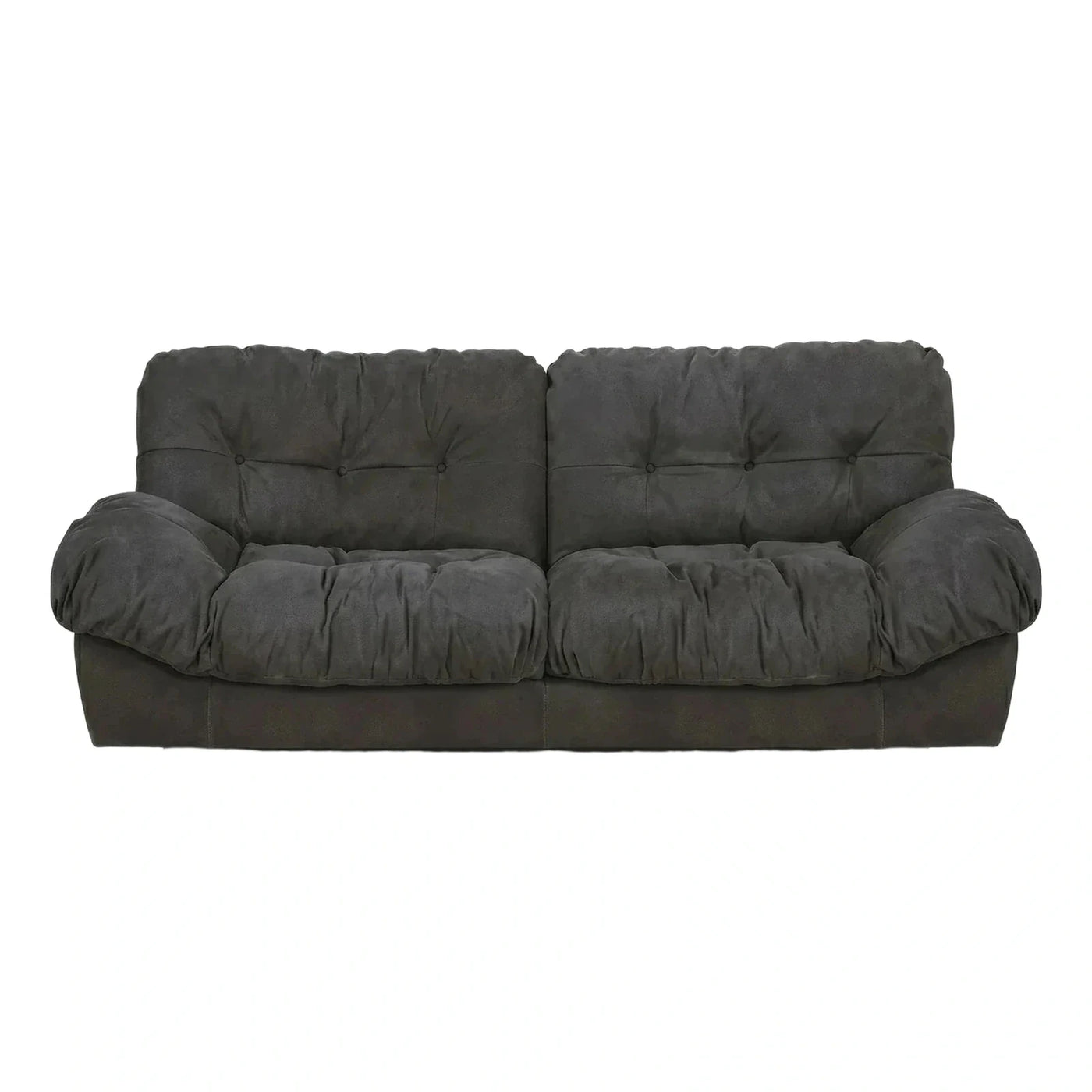 Dark Grey Tufted Plush Two-Seater Sofa