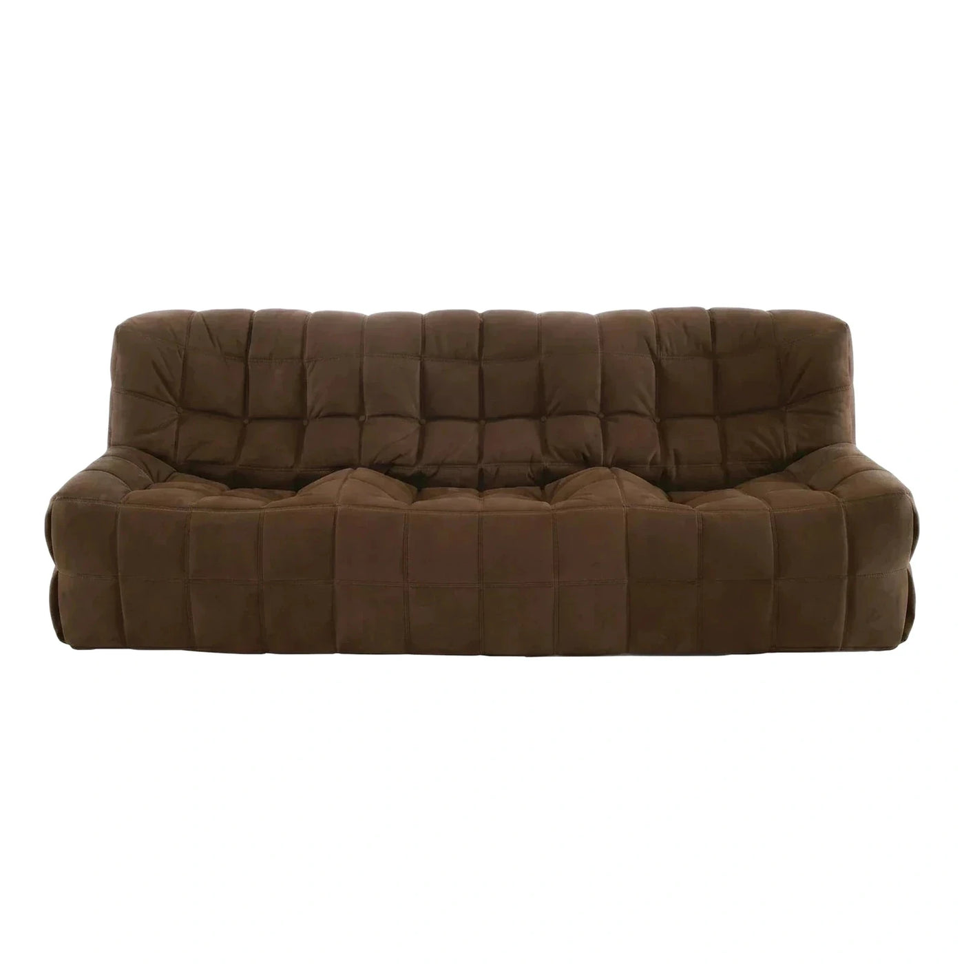 Chocolate Brown Biscuit Tufted Low Profile Sofa
