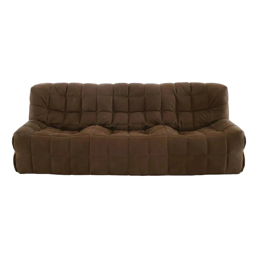 Chocolate Brown Biscuit Tufted Low Profile Sofa