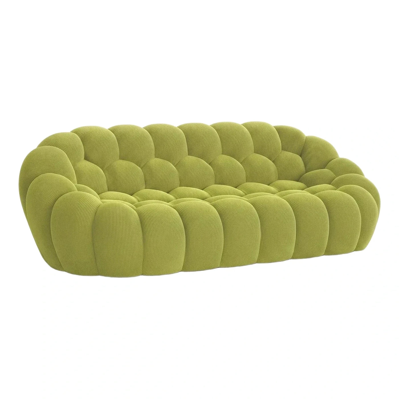 Modern Green Ribbed Fabric Bubble Sofa