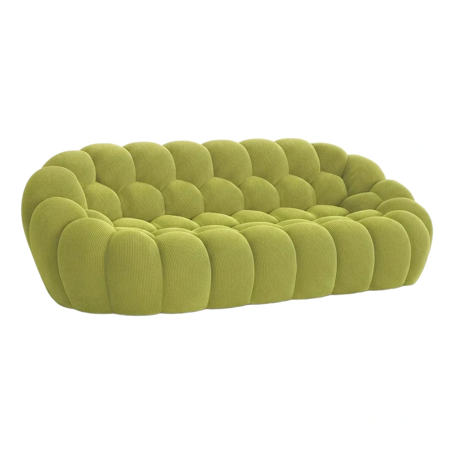 Modern Green Ribbed Fabric Bubble Sofa