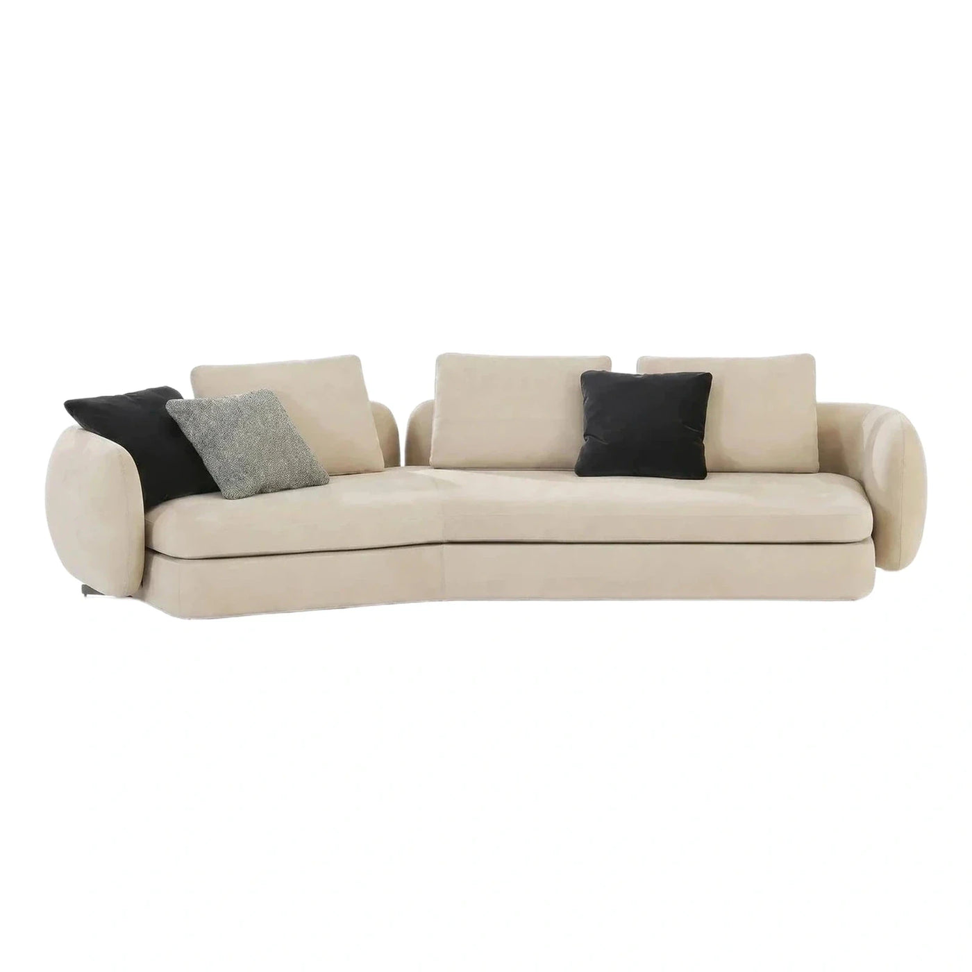 Modern Cream Curved Leather Sofa